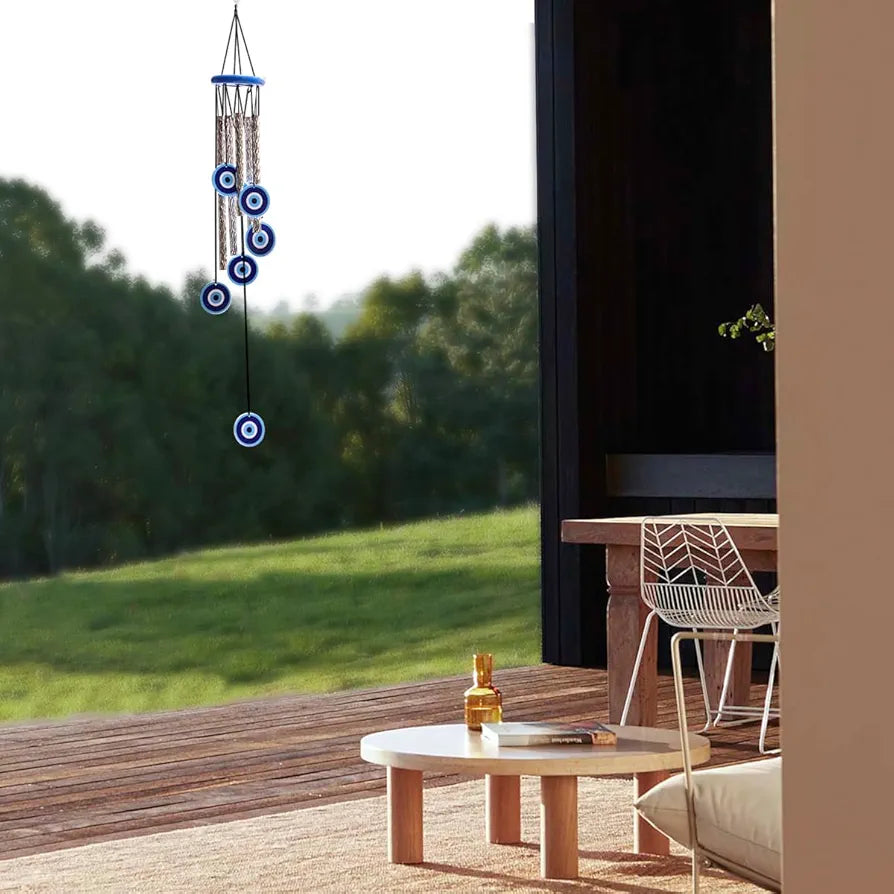 9Dzine Wind Chimes for Home | Wind Chimes for Balcony Bedroom with Evil Eye Protection - Positive Energy | Home Decor Items  - 27 Inches