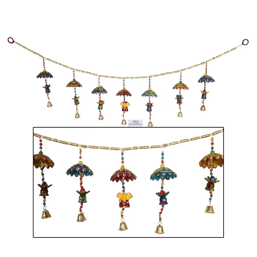 Heart Home Handcrafted Kalash Toran|Umbrella Hanging Bandarwal|Door Hanging Windchime for Diwali & Home Decor 