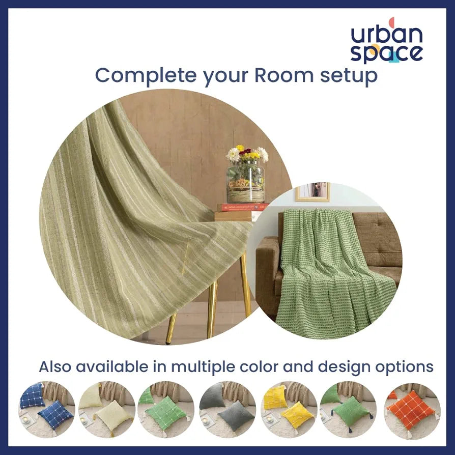 Urban Space Waffle Cotton Cushion Cover Set of 2, 16 inch x 16 inch Cushion Covers for Sofa, Bedroom, Living Room 