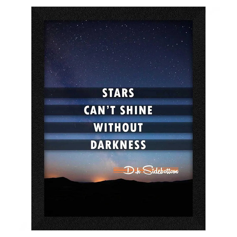 ArtX Motivational Inspirational Quotes, Stars Can't Shine Framed Wall Art Painting, Multicolor, Abstract, 13.5 X 10.5 inches, Set of 1