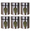 Femora Kitchen Storage Jars Steel Body With See Through Window Jar | 700 Ml | Pack of 6