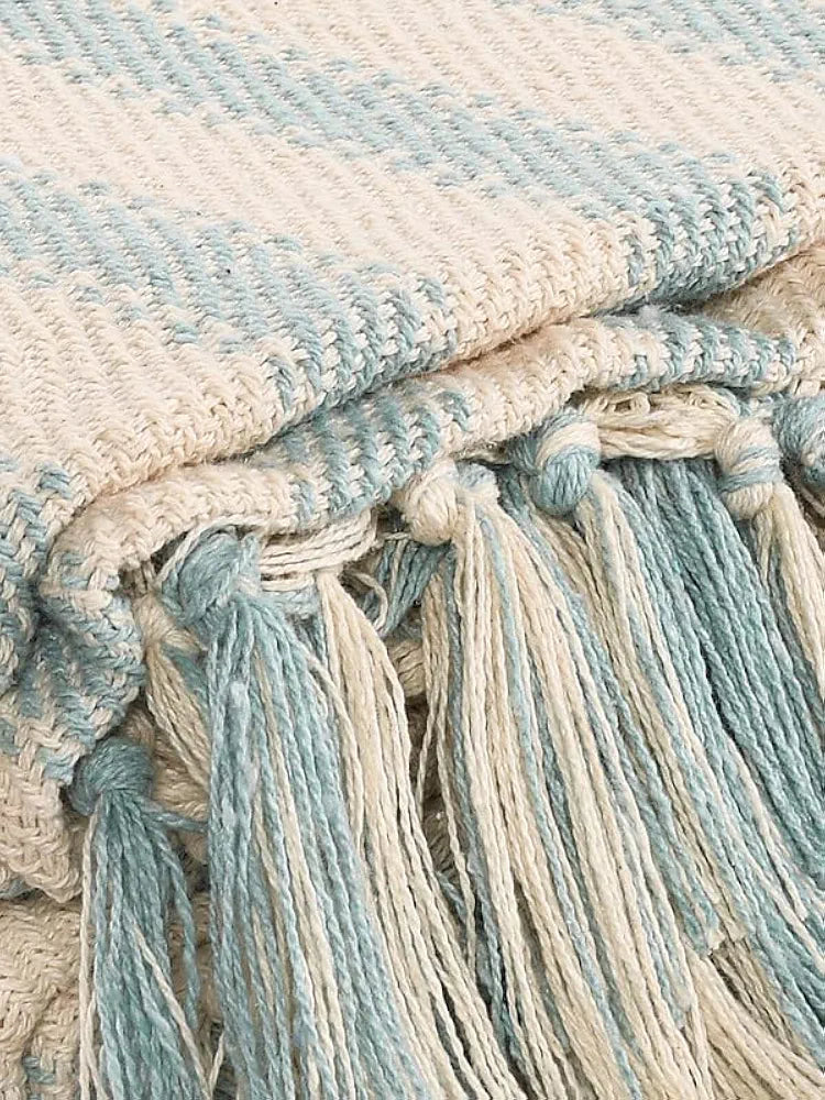 SASHAA WORLD Striped Sofa Throw Medium with Tasselled Edges 