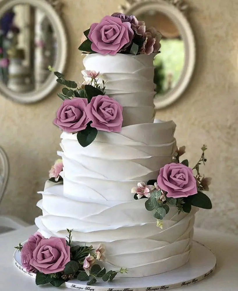 IPOPU Artificial Rose Flower Heads, 100pcs Dusty Rose Foam Fake Roses Bulk 3inch Stemless Faux Flowers for DIY Wedding Baby Shower Centerpieces Arrangements Party Tables Home Decor 