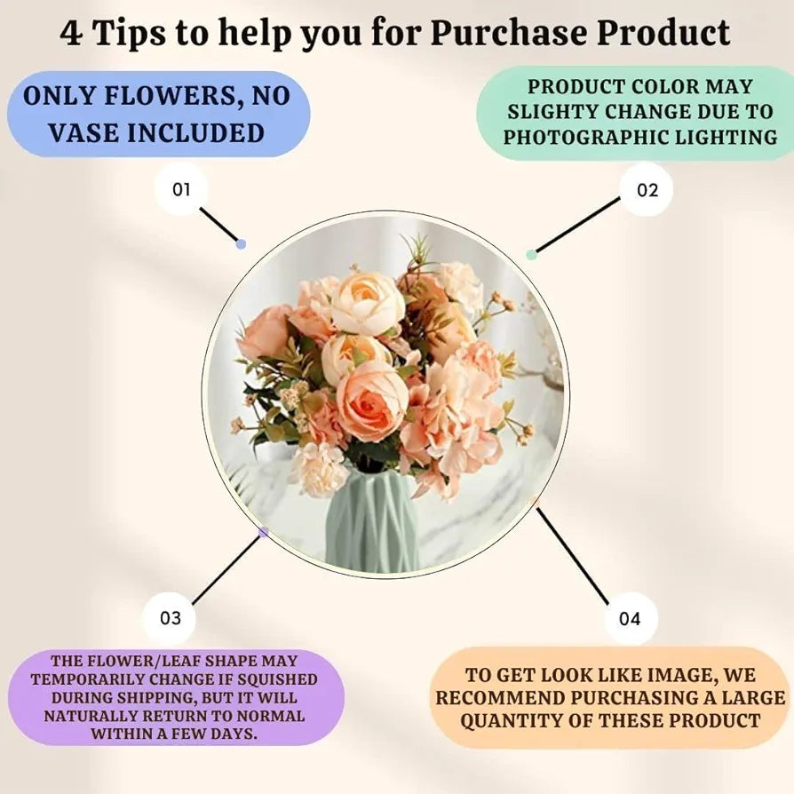 SATYAM KRAFT 1 Pcs Artificial Head Rose Peony Flowers for home decor, Gifting, Garden, Office Corner, Bedroom, Balcony, Living Room, Restaurant Centerpieces Decoration, New Year, and Craft 