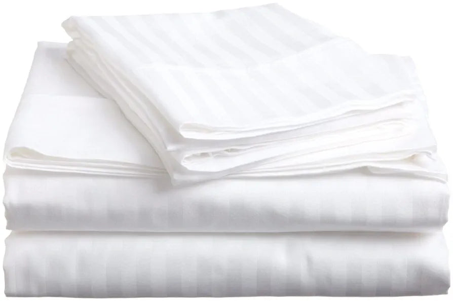 Trance Home Linen Zippered 100% Cotton 200TC Satin Stripe King Size Duvet Cover Quilt Cover Blanket Cover Razai Comforter Cover with 2 Pillow Covers 