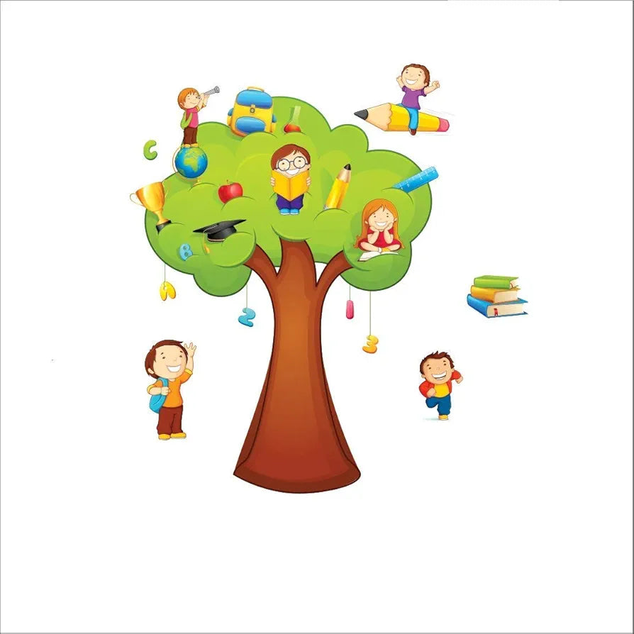 Wall Stickers Educational Tree PVC Vinyl Wall Sticker for Home Bedroom Kids Room- -Self-Adhesive