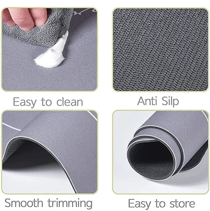 STATUS CONTRACT Happy Life Water Absorbing Mat for Bathroom Quick Dry Rubber Backed Anti-Slip Floor Mat Non Slip Mat for Home, Kitchen  