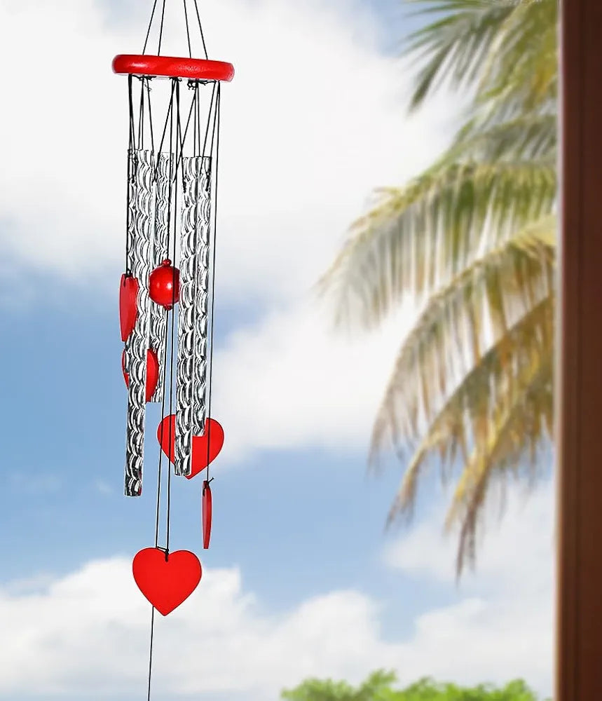 ZAICUS Red Heart Wind Chime - Heart-Shaped Hanging Décor - Wind Chime for Home - Home Decor Items for Valentine’s Day & Special Moments