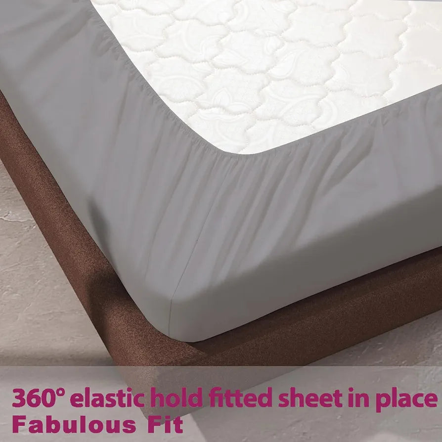 Trance Home Linen 400 TC 100% Cotton 78x72 inch King Elastic Fitted Bedsheet|Premium Hotel Quality Fitted Plain Elastic Bedsheet with 2 Pillow Covers 