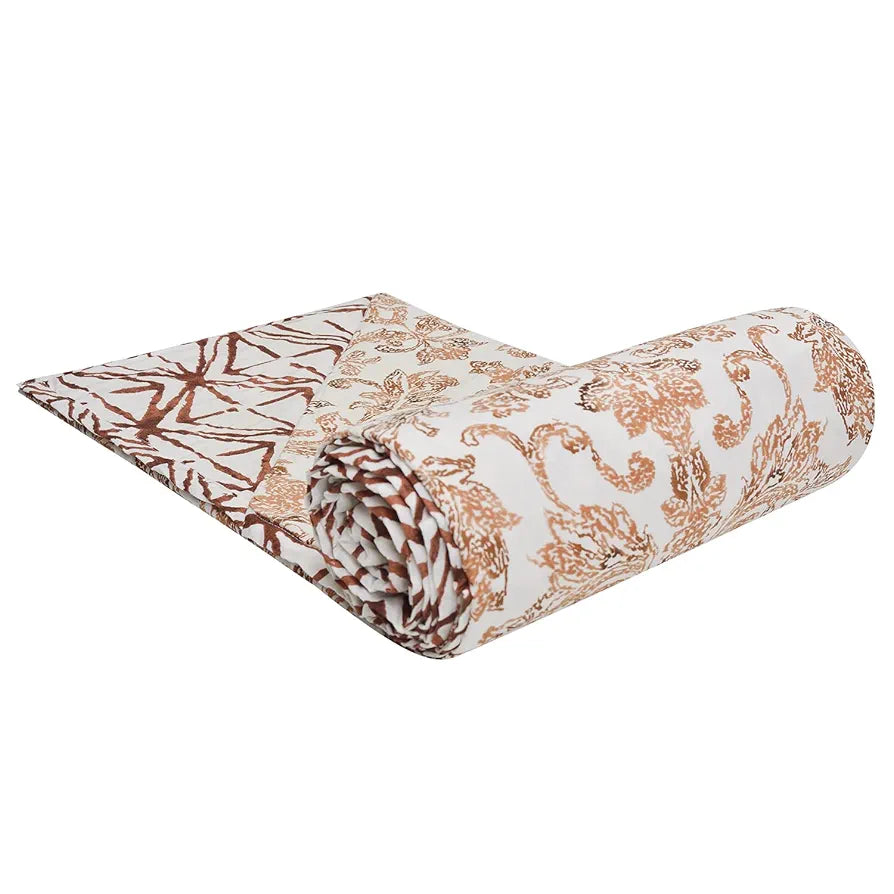 Trance Home Linen 150 GSM Pure Cotton Reversible Dohar Double Bed Size | Ac Blanket Comforter | Soft Light-Weight Bed Blanket 