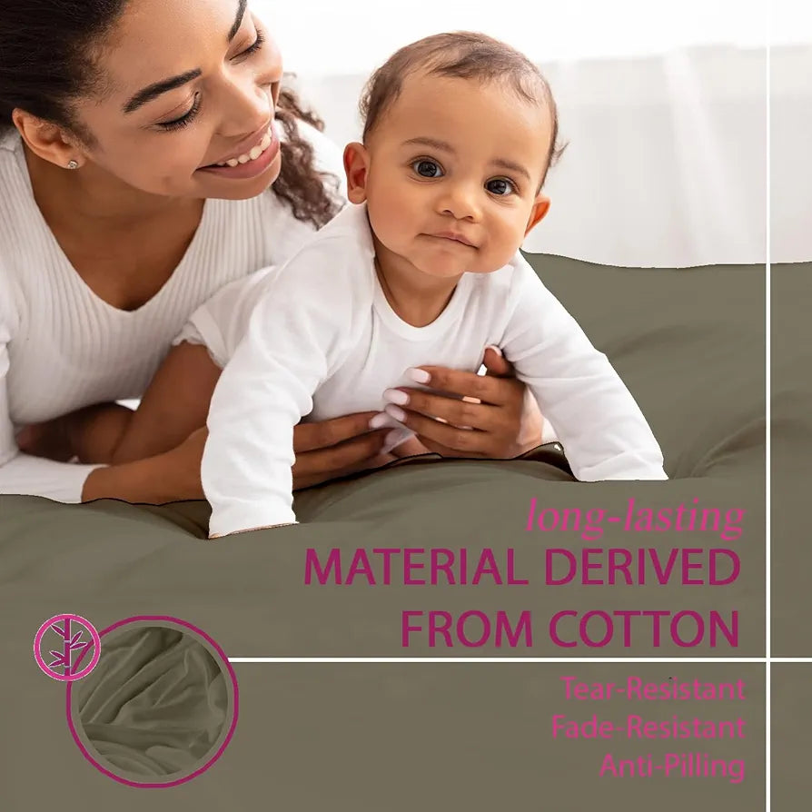 Trance Home Linen Premium 300 Tc Pure 100% Cotton Solid Queen Fitted Bedsheet with 2 Pillow Covers, Grey