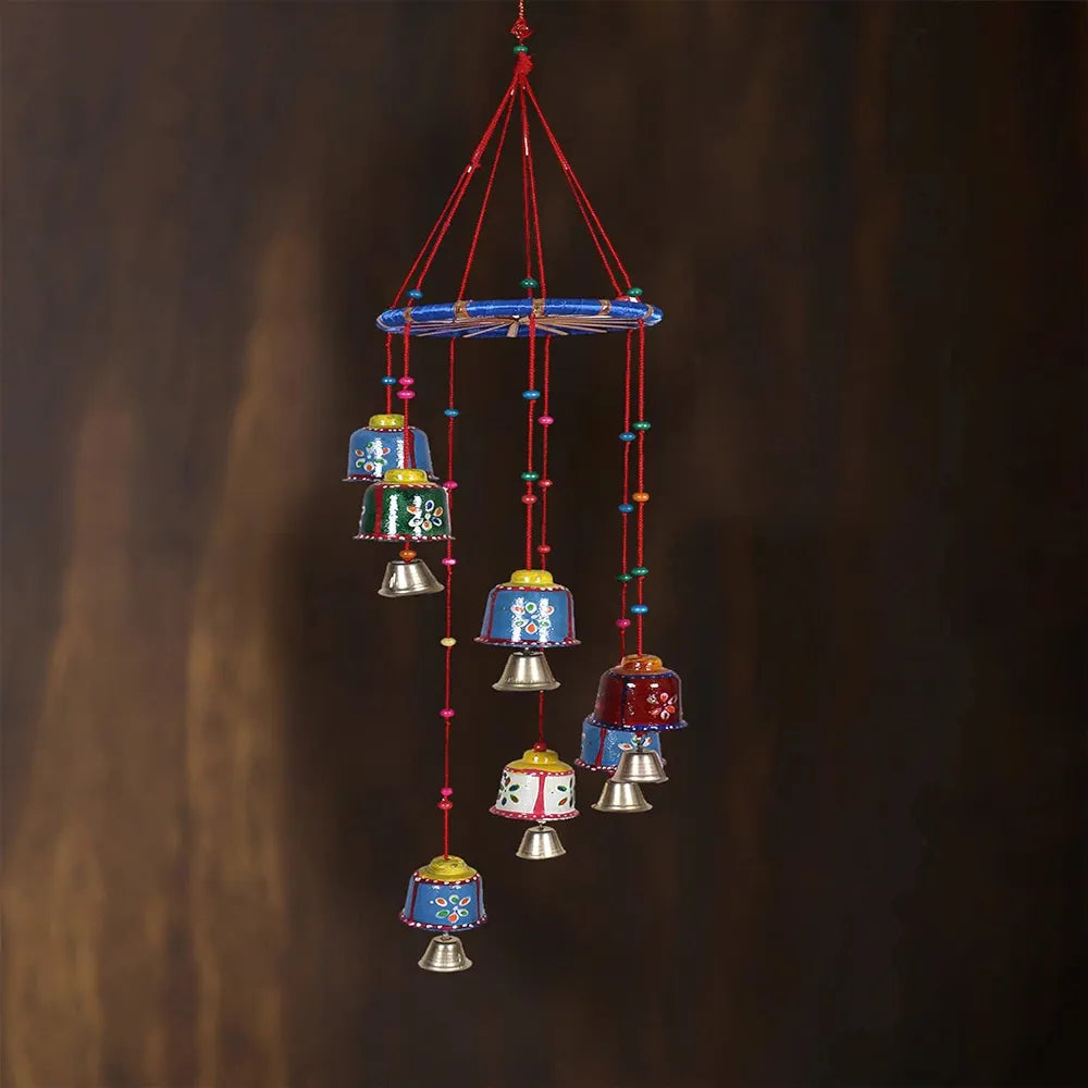 Kuber Industries Handcrafted Wall Hanging Bells with Ring|Traditional Rajasthani Hand Painted Bells for Home Decoration,Pack of 2 , Plastic