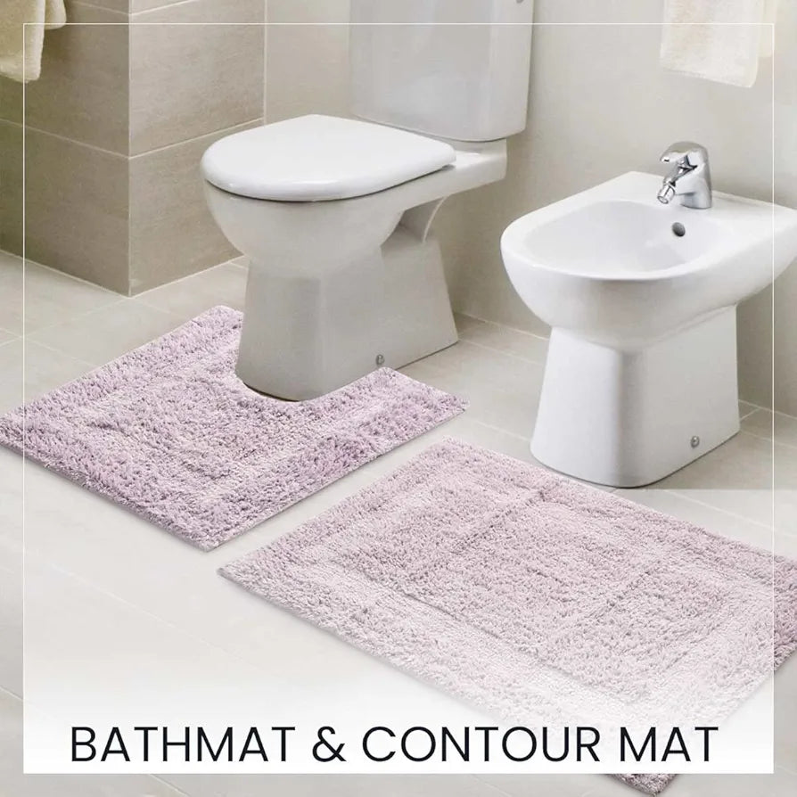 SASHAA WORLD Solid Anti Skid Bathmat and Contour Set 