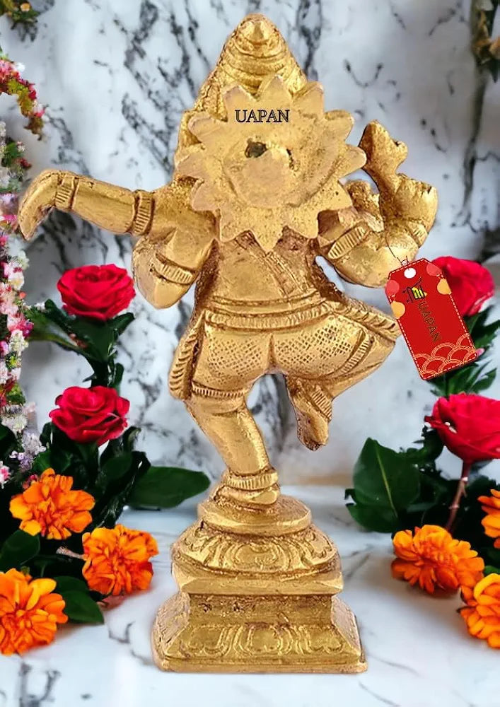 UAPAN Brass Dancing Ganesha Idol, Pooja Pooja Temple Daily Worship 100% Brass Material I Ganesh Brass Idol 
