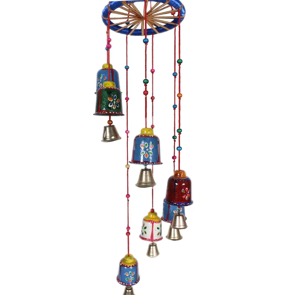 Kuber Industries Handcrafted Wall Hanging Bells with Ring|Traditional Rajasthani Hand Painted Bells for Home Decoration,Pack of 2 , Plastic