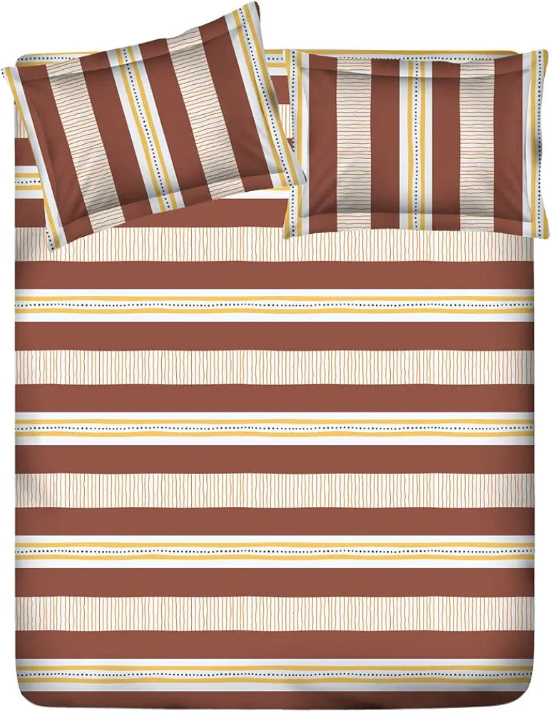 Layers Tuscany 100% Cotton Bedsheet Set for All Seasons - Lightweight, Moisture Absorbent, Machine Washable & Easy to Care - Gift for Housewarming & More - 104 TC - Queen Size 