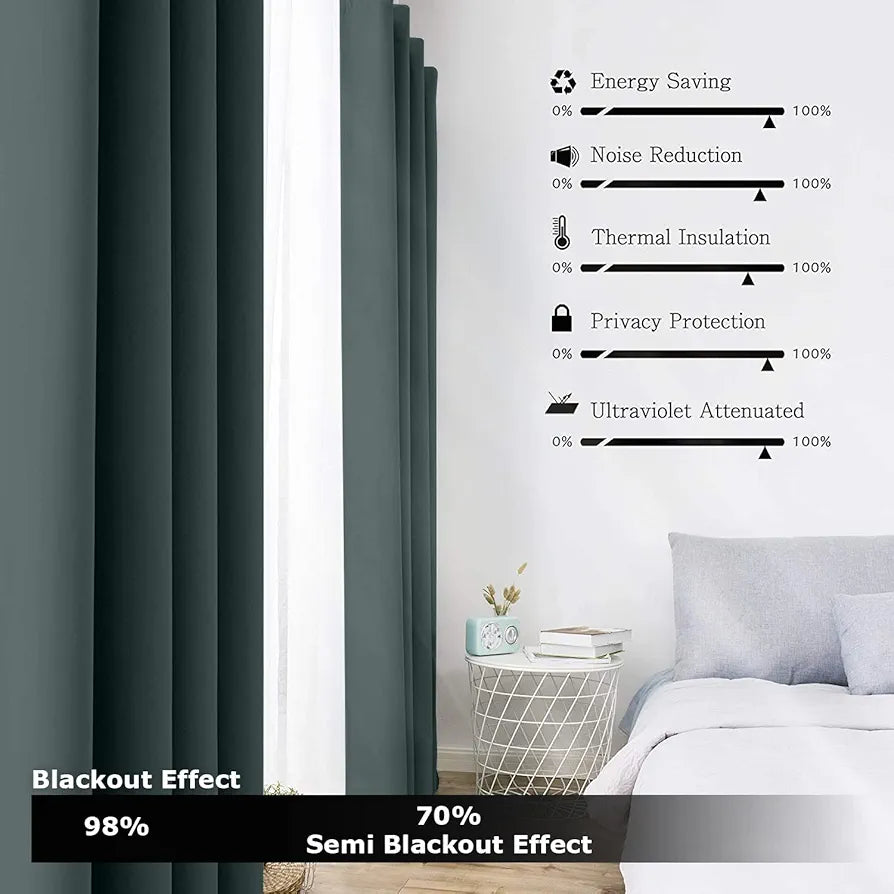 Divine Casa Super Satin Semi Blackout Door Curtains 7 feet Long, Curtain Holder Set of 2 - Glazed Ginger