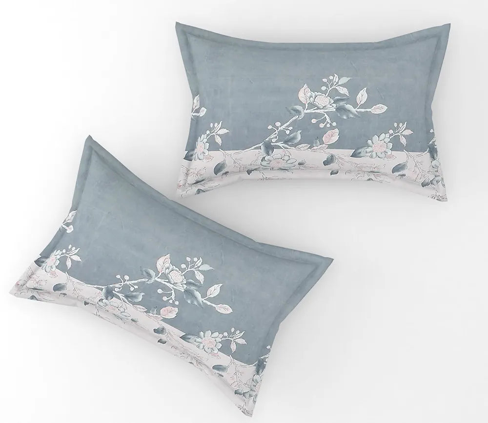 FRESH FROM LOOM King Size Floral Print Microfiber Fitted Bedsheet Set - 240 TC, Anti Fade, Includes 2 Pillow Cover | Grey, Walnut)