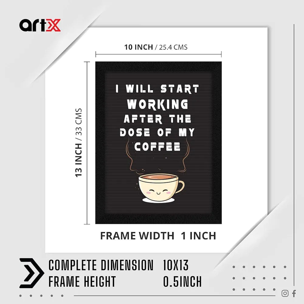 ArtX Paper Coffee Quote Wall Frame Art Painting, Multicolor, Motivational, 10 X 13 Inches, Set of 1