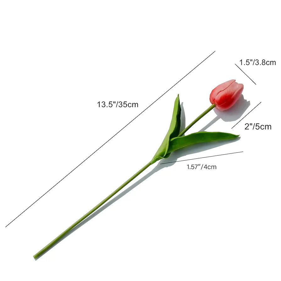 Mandy's Artificial Tulips 20 Stems Coral PU Faux Flowers for Wedding Home Decor 13.5 Inch