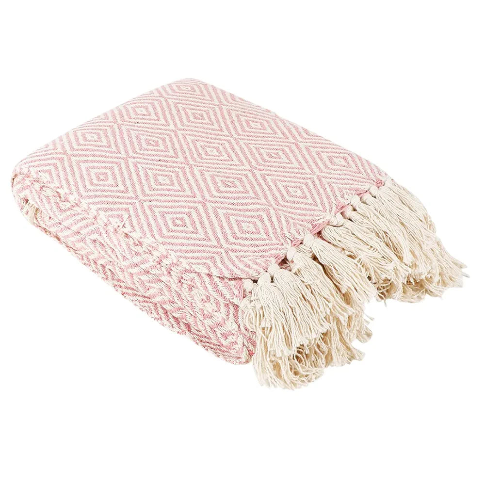 SASHAA WORLD Cotton Throw Blanket | Throw for Living Room, Sofa, Bed, Chair, Picnic & Used for Gift | Cotton Diamond Throw 130x 180 cm 