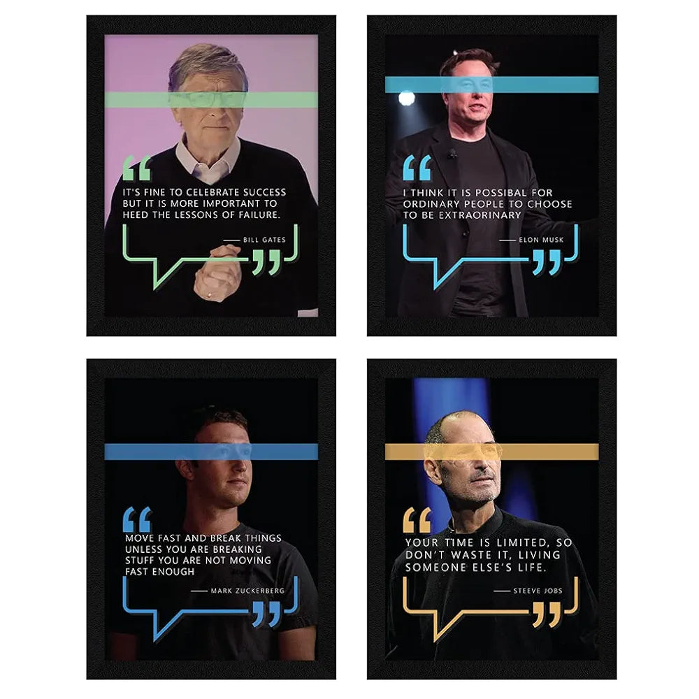 ArtX Paper Big Quote Wall Frame Art Painting, Multicolor, Inspirational, 10X13 inches each, 20 X 26 inches, Set of 4 