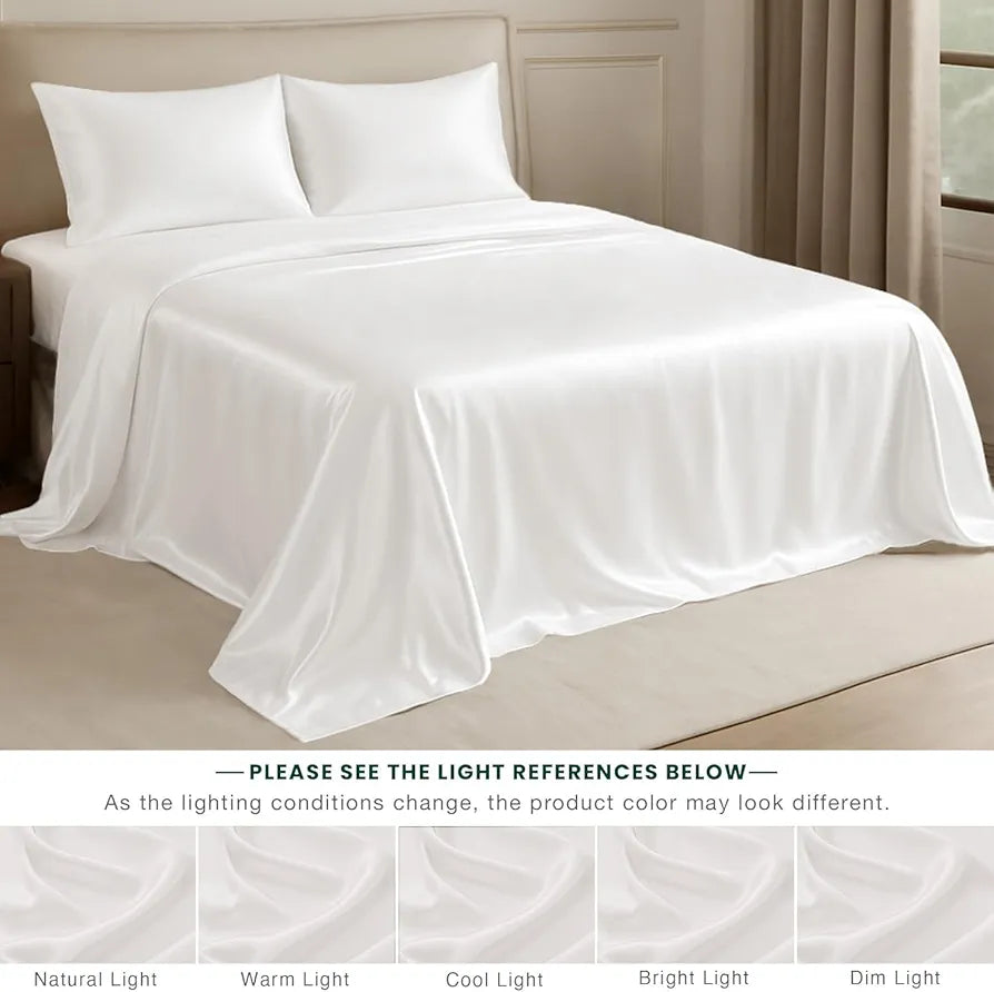 Cloth Fusion Satin Bedsheet for King Size Bed, Perfect for Romantic Night, Excellent Gift for All Celebrations, Set of 1 Satin Sheet 108