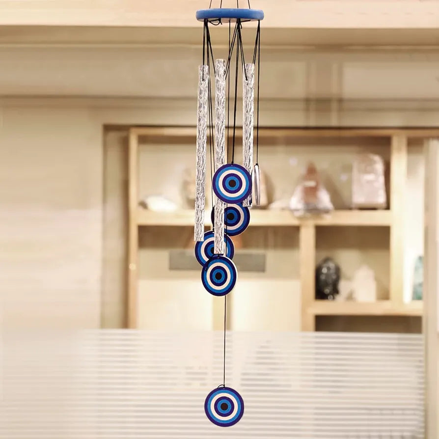9Dzine Wind Chimes for Home | Wind Chimes for Balcony Bedroom with Evil Eye Protection - Positive Energy | Home Decor Items  - 27 Inches