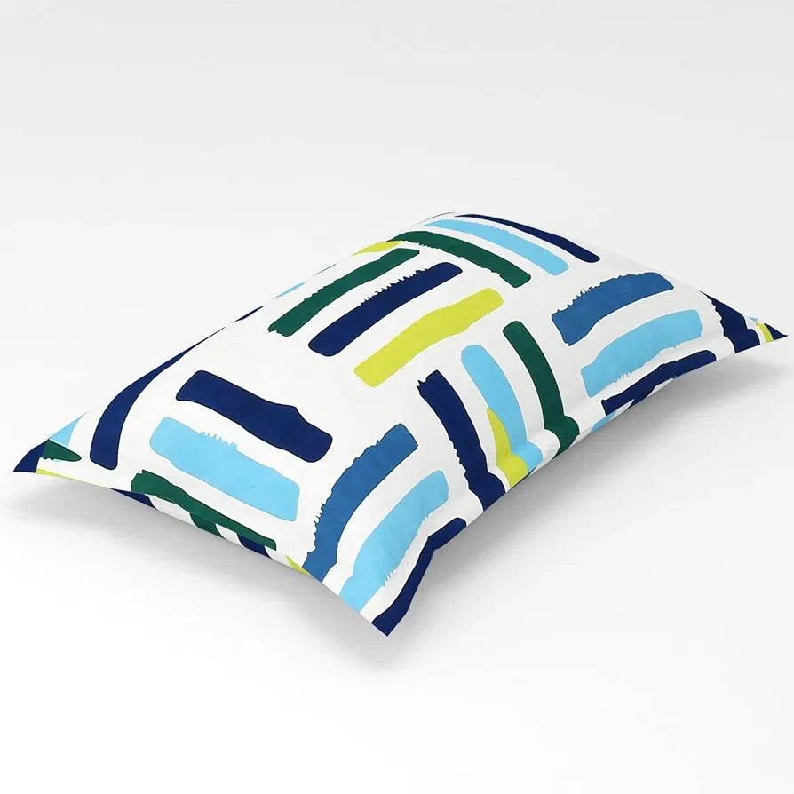 Homefab India 180 TC Microfiber Single BedSheet with 1 Pillow Cover - Blue, White