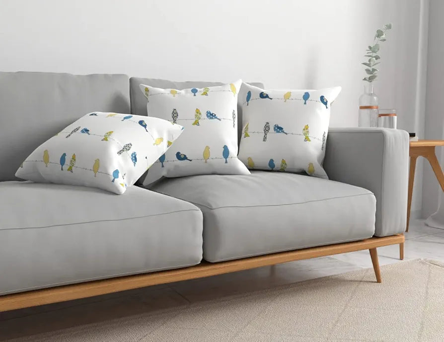 Urban Space Decorative Cotton Cushion Cover Set of 3, 16 inch x 16 inch Cushion Covers for Sofa, Bedroom, Living Room 