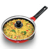 Hawkins 24 cm Frying Pan Die Cast Non Stick Fry Pan with Glass Lid Ceramic Coated Pan Red