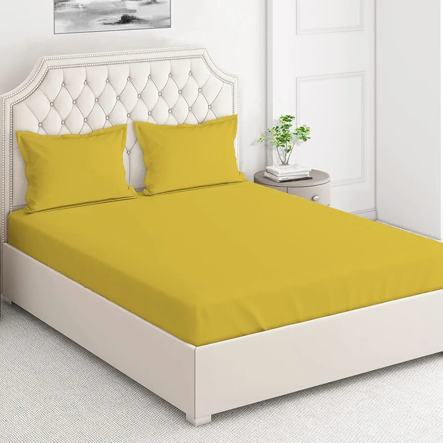 Layers Be Bold 100% Cotton Bedsheet Set for All Seasons - Lightweight, Moisture Absorbent, Machine Washable & Easy to Care - Gift for Housewarming & More - 140 TC - Queen Size 