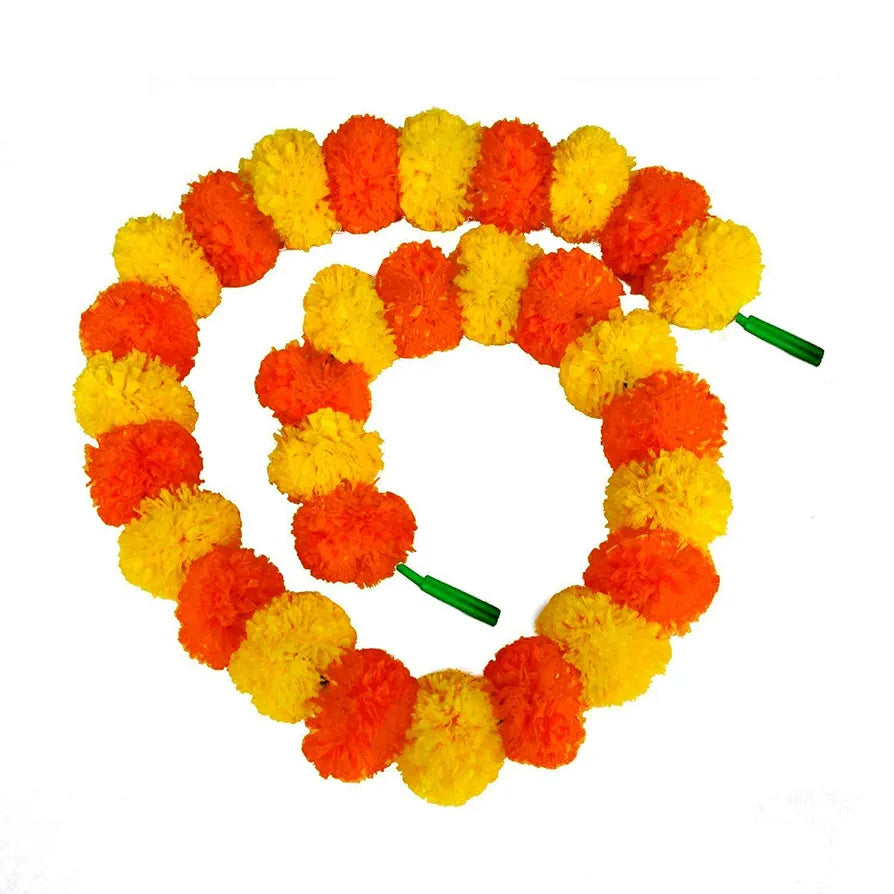 Abhaas Artificial Marigold Garlands for Decoration Long Pooja Room Toran Indian genda phool for Wedding & Festivals Diwali pongal /4.7 Feet/Set of 5