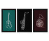 ArtX Paper Music Instruments Wall Art Painting Framed Set of 3