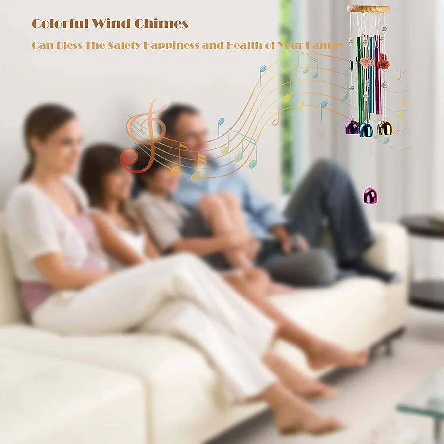 Lilone Brass Pipe And Bell Wind Chimes For Home Balcony Good Sound | Multi Color | 24 Inch Long