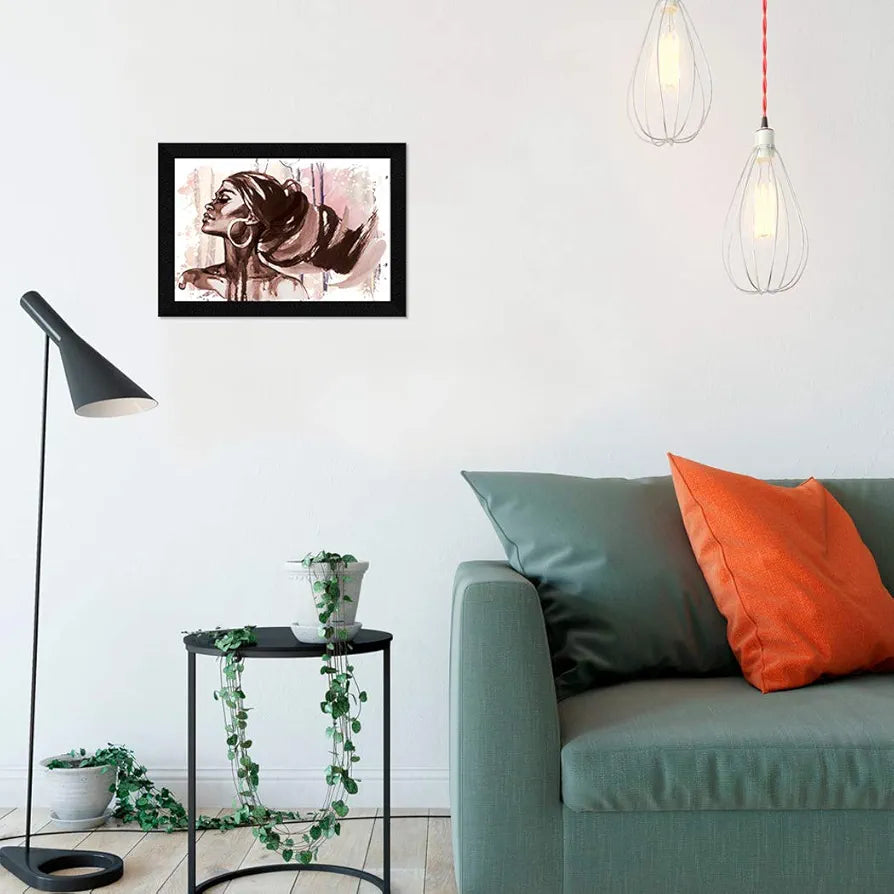 ArtX Modern African Women Wall Art Painting, Abstract Synthetic Wood Framed Picture Multicolor 