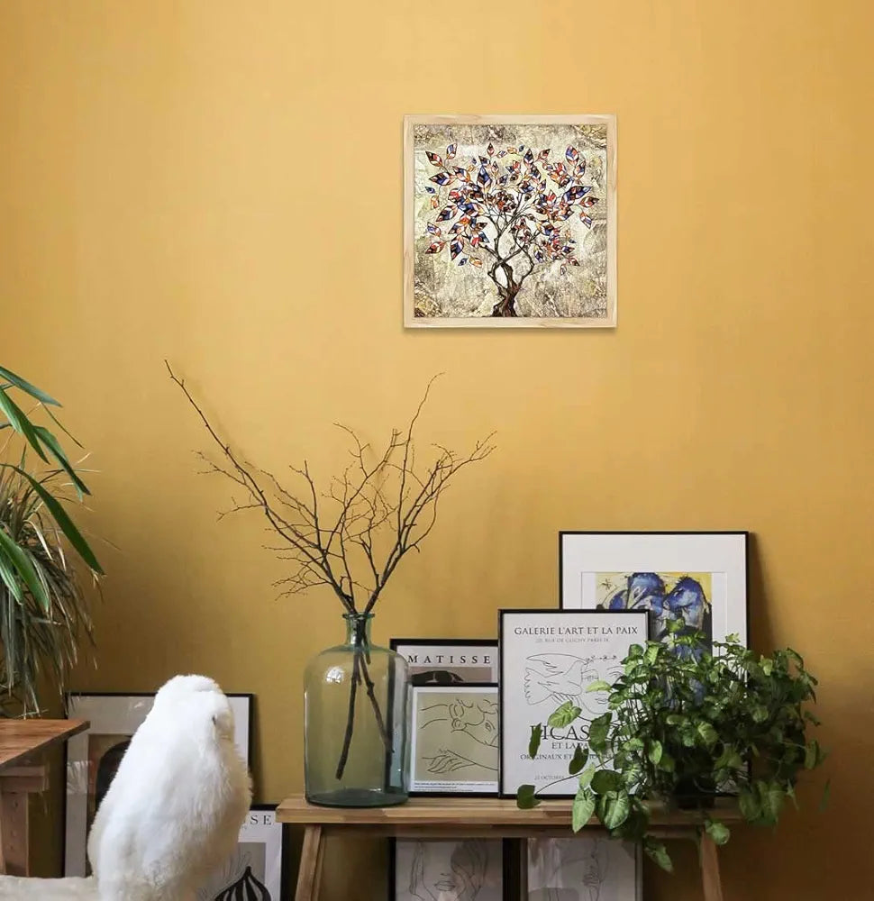 ArtX Paper Tree Wall Art Frame Painting, Multicolor, Abstract, 12.5 X 12.5 in, Set of 1