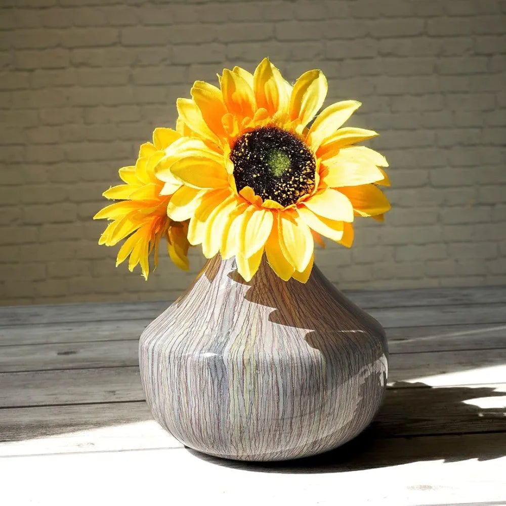 BEHOMA Metal Oval Flower Vase for Home Decor Bedroom Living Room Office Wedding|Table Decorative Item for Festivals Birthday Off Multicolour Cosmic Large 1Pc