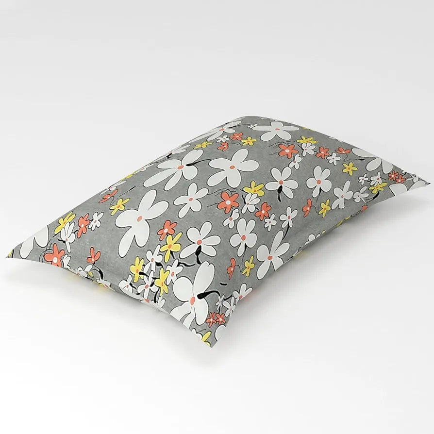 Homefab India 180 TC Microfiber Single BedSheet with 1 Pillow Cover - Light Grey, Floral
