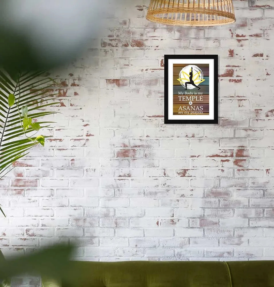 ArtX Paper Yoga Asanas Health Quote Wall Frame Art Painting, Multicolor, Motivational, 10 X 13 Inches, Set of 1