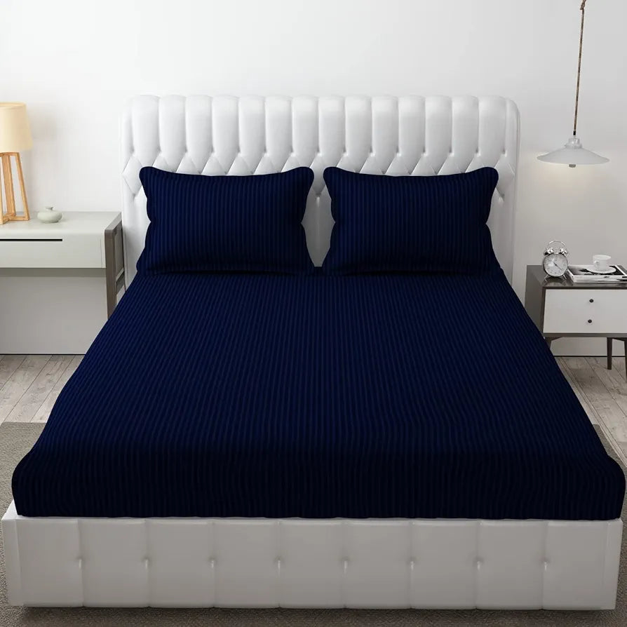 FRESH FROM LOOM Microfiber Wrinkle Resistant|Soft Skin Safe|Breathable King Size Flat Bedsheets|Hotel & Home|Double Bedsheet Set With 2 Pillow Covers 144 TC 