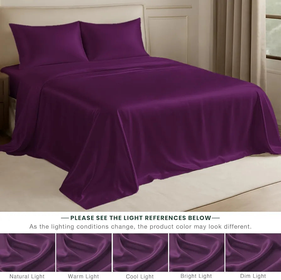 Cloth Fusion Satin Bedsheet for Queen Size Bed, Perfect for Romantic Night, Excellent Gift for All Celebrations, Set of 1 Satin Sheet 90