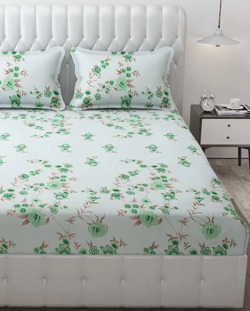 FRESH FROM LOOM Microfiber Rotary Printed Bed Sheet Set - King Size, Hypoallergenic, Wrinkle Free with 2 Pillow Covers 