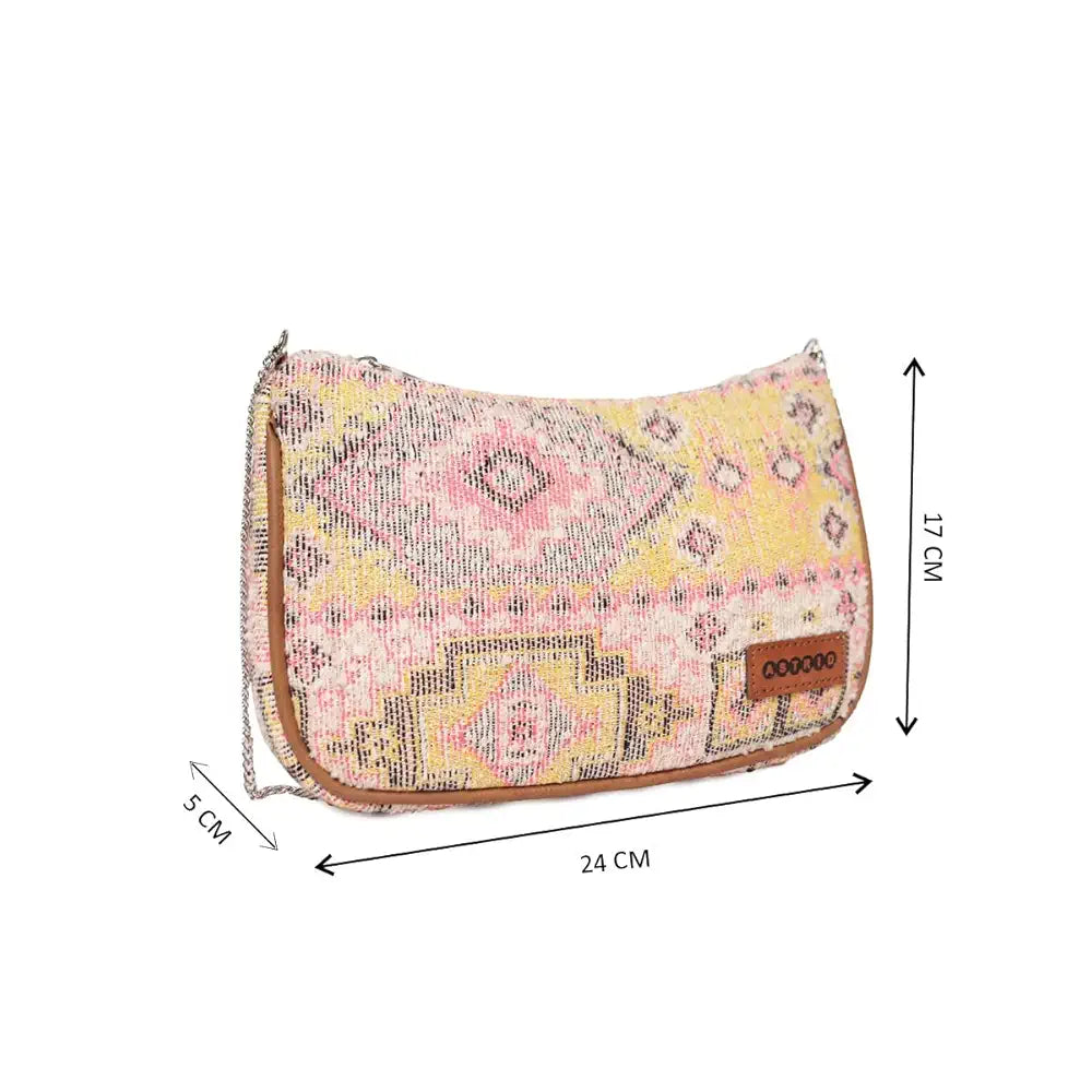 ASTRID Handmade Macrame Flap Over Sling Bag For Girls And Women