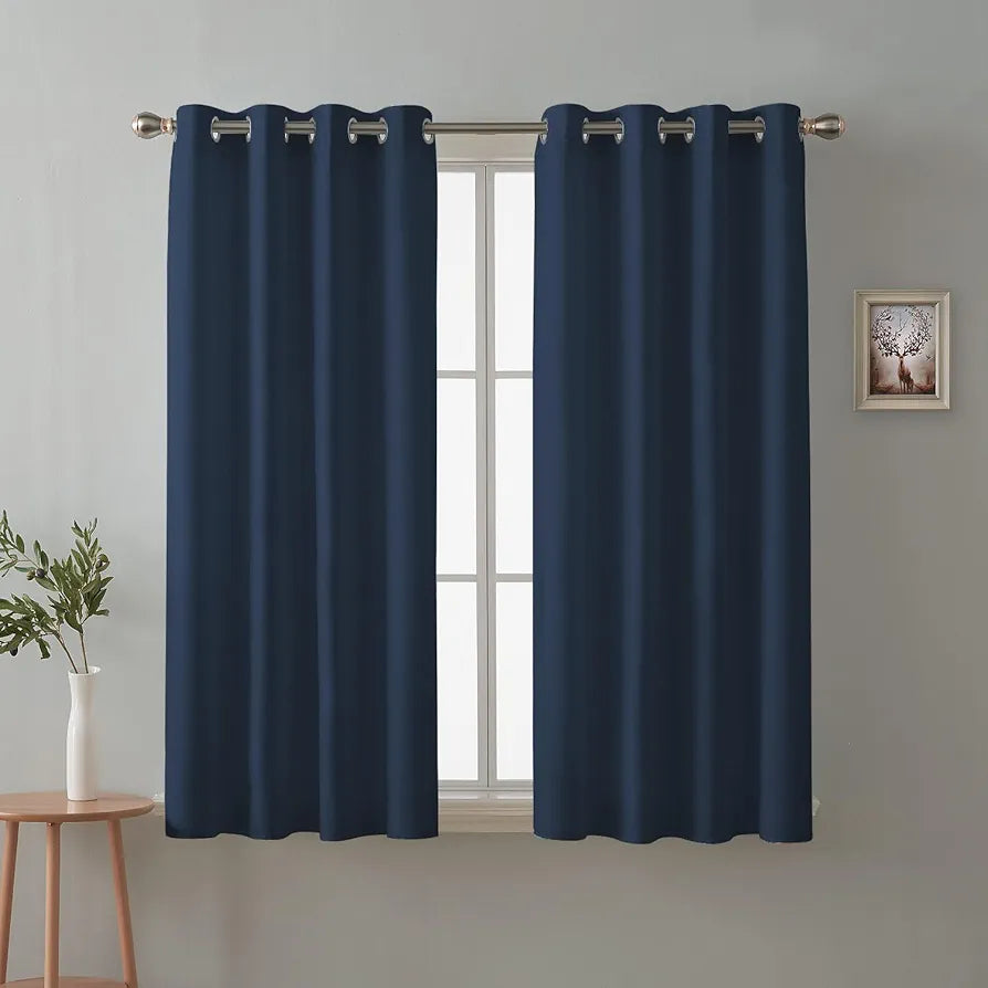 Cloth Fusion Blackout Window Curtains 5 Feet Long Set of 2, Room Darkening Blackout Curtains 5 Feet for Window with Grommet Design for Home Decor 