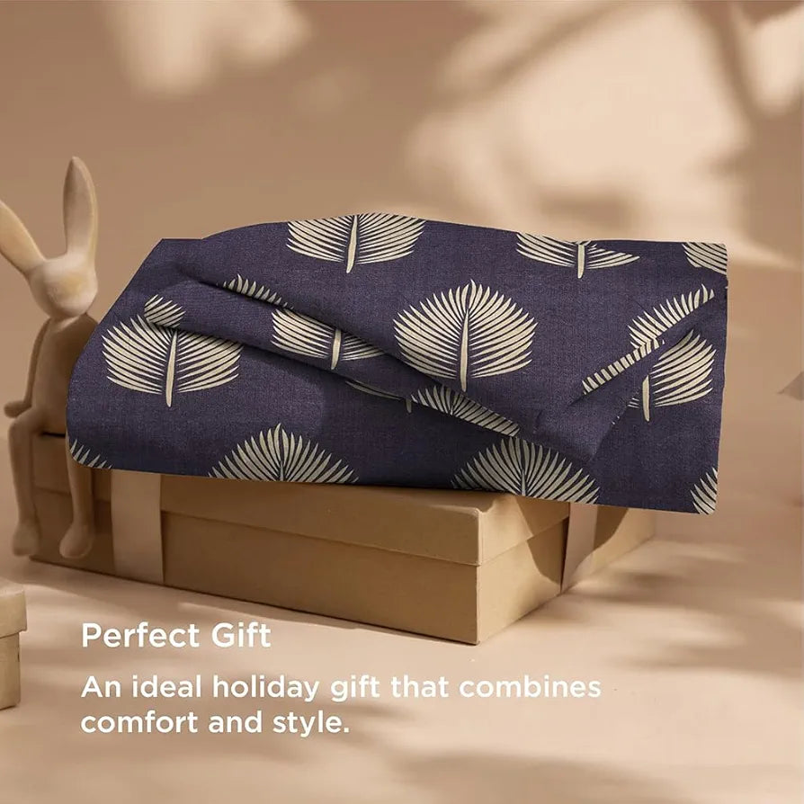 HOMEKART Leaves 180 Tc Ultra Super Soft Cotton Feel Microfiber Double Bedsheet with Two Pillow Covers for Your Bedroom 