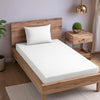 Trance Home Linen 300TC Pure 100% Cotton Single Size Jacquard Weave Fitted Bedsheet with 1 Pillow Cover Colour White