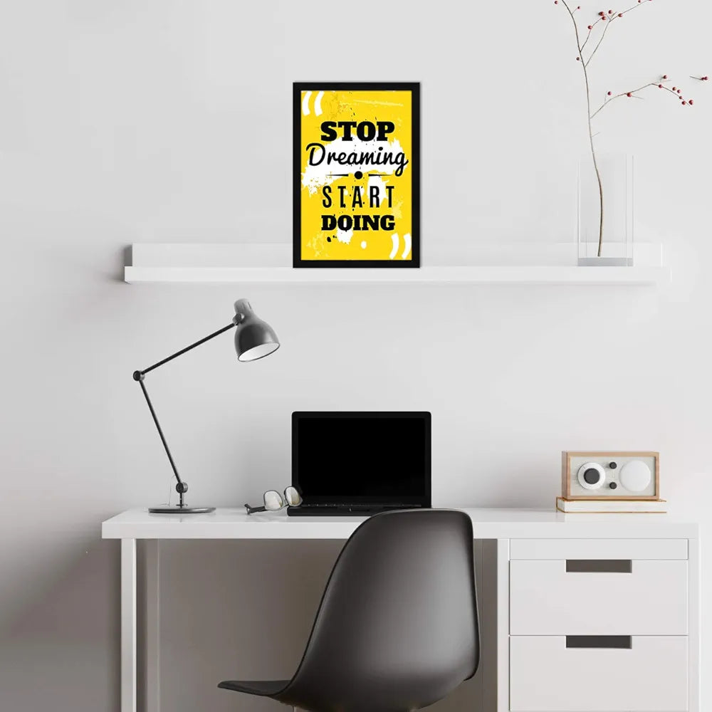ArtX Paper Motivational Quote Stop Dreaming Start Doing Wall Frame Art Painting, Multicolor, Motivational, 12.5 X 18.5 Inch, Set of 1