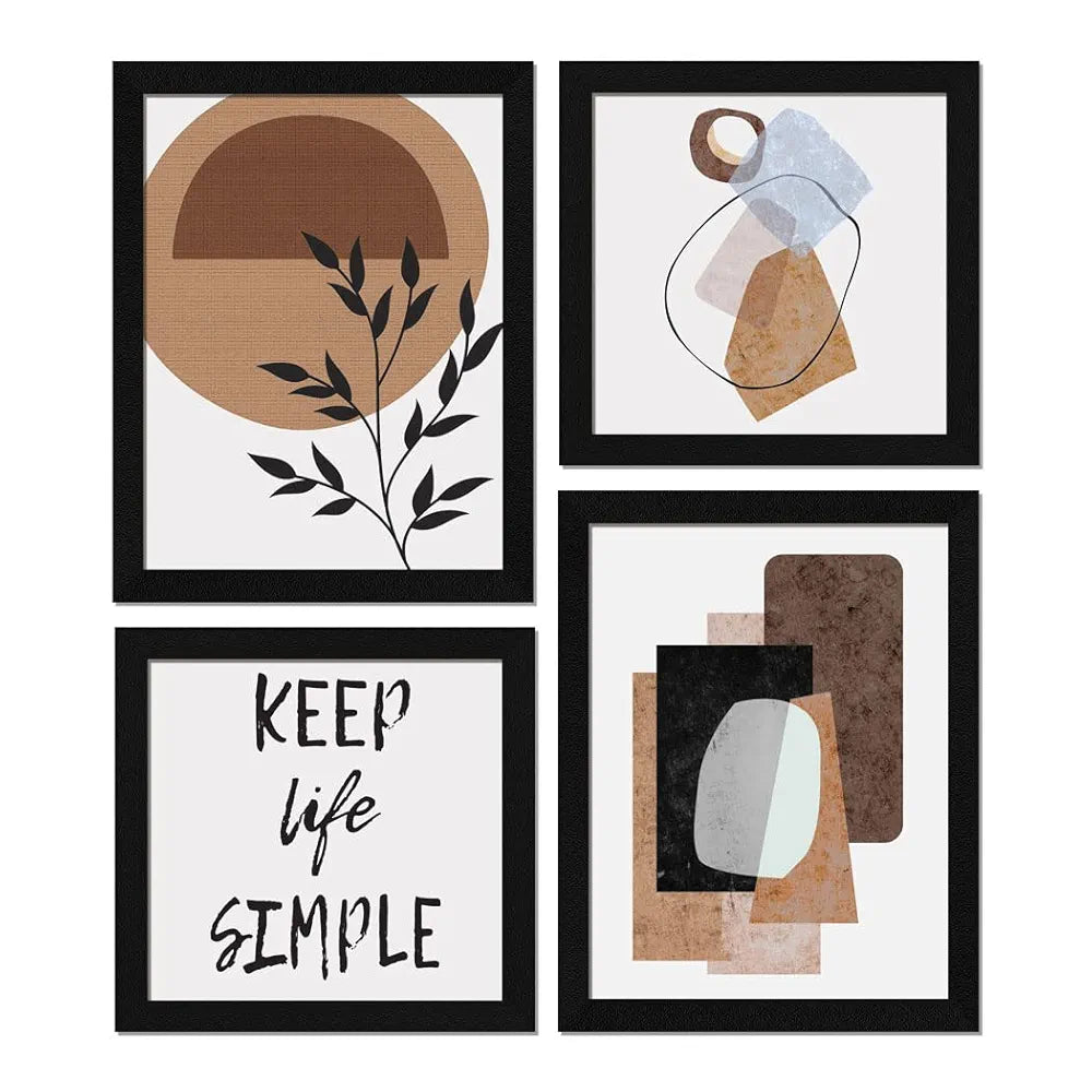 ArtX Paper Contemporary Big Wall Art Frame Painting, Abstract, Multicolor, 2 sets of 10 X 10 inches & 2 sets of 13 x 10 inches, 23 X 20 inches Combined, Set of 4