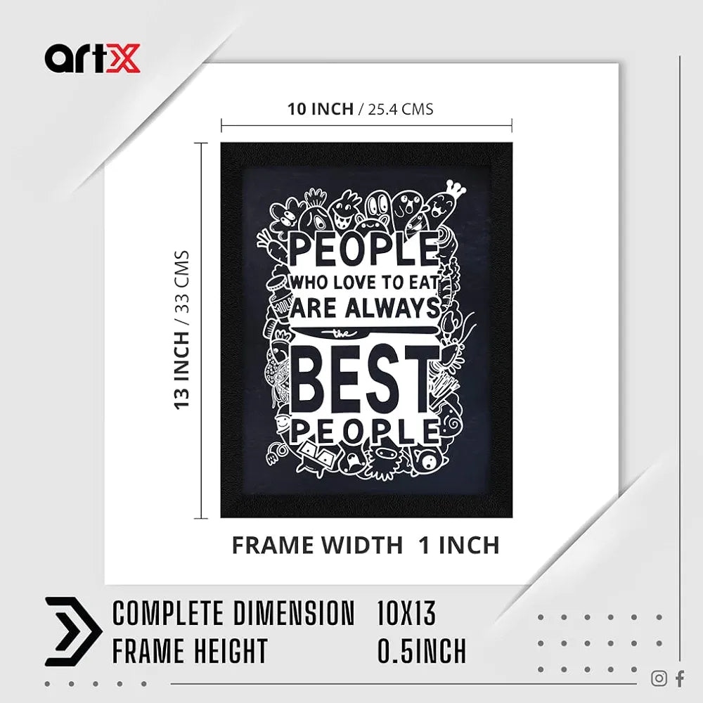 ArtX Paper People Who Love To Eat Food Quote Wall Frame Art Painting, Multicolor, Motivational, 10 X 13 Inches, Set of 1